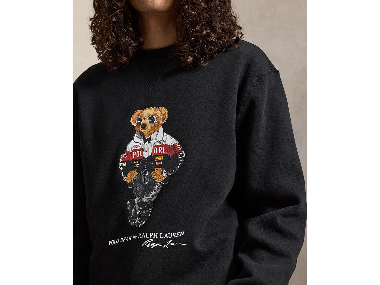 Мужская толстовка Polo Ralph Lauren Big & Tall Polo Bear Graphic Fleece Crewneck Pullover, цвет: Чёрный — фото 3