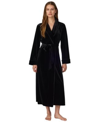Women's Long-Sleeve Shawl-Collar Velvet Robe