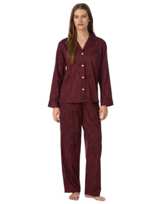 Women's Paisley Long-Sleeve Notch Collar Pajama Set