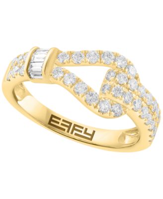 Baguette and Round Diamond Ring (5/8 ct. t.w.) in 14k Yellow Gold