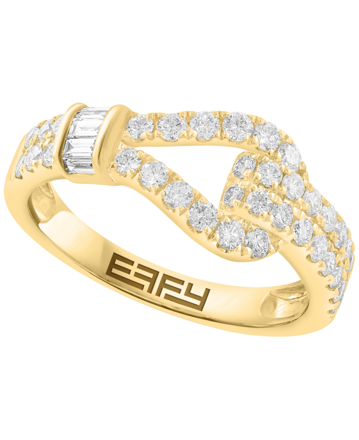 Effy Collection Baguette and Round Diamond Ring (5/8 ct. t.w.) in 14K Yellow Gold - Yellow Gold