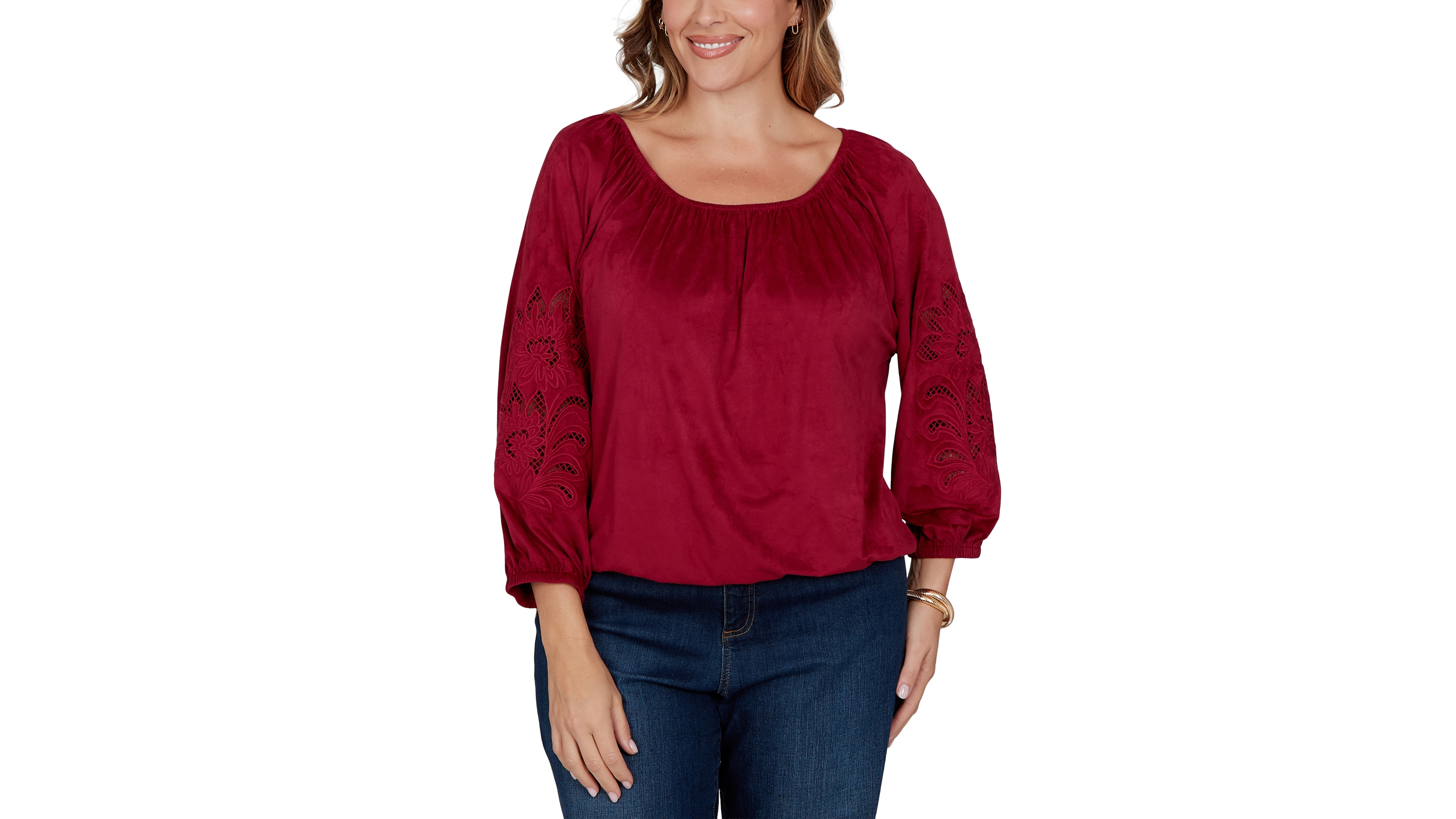 Ruby Rd. Plus Size Embroidered Scoop Neck Top