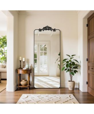 Retro Full Length Mirror, 65"x24" Carved Floor Mirror for Bedroom, Hanging Mounted for Living Room Cloakroom