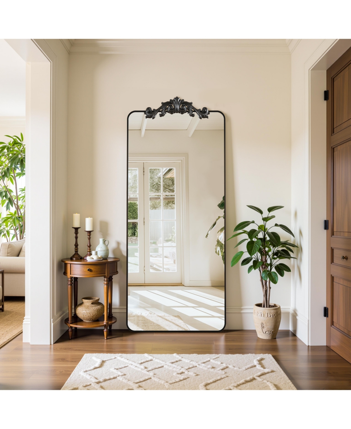 Antok Retro Full Length Mirror, 65"x24" Carved Floor Mirror for Bedroom, Hanging Mounted Living Room Cloakroom