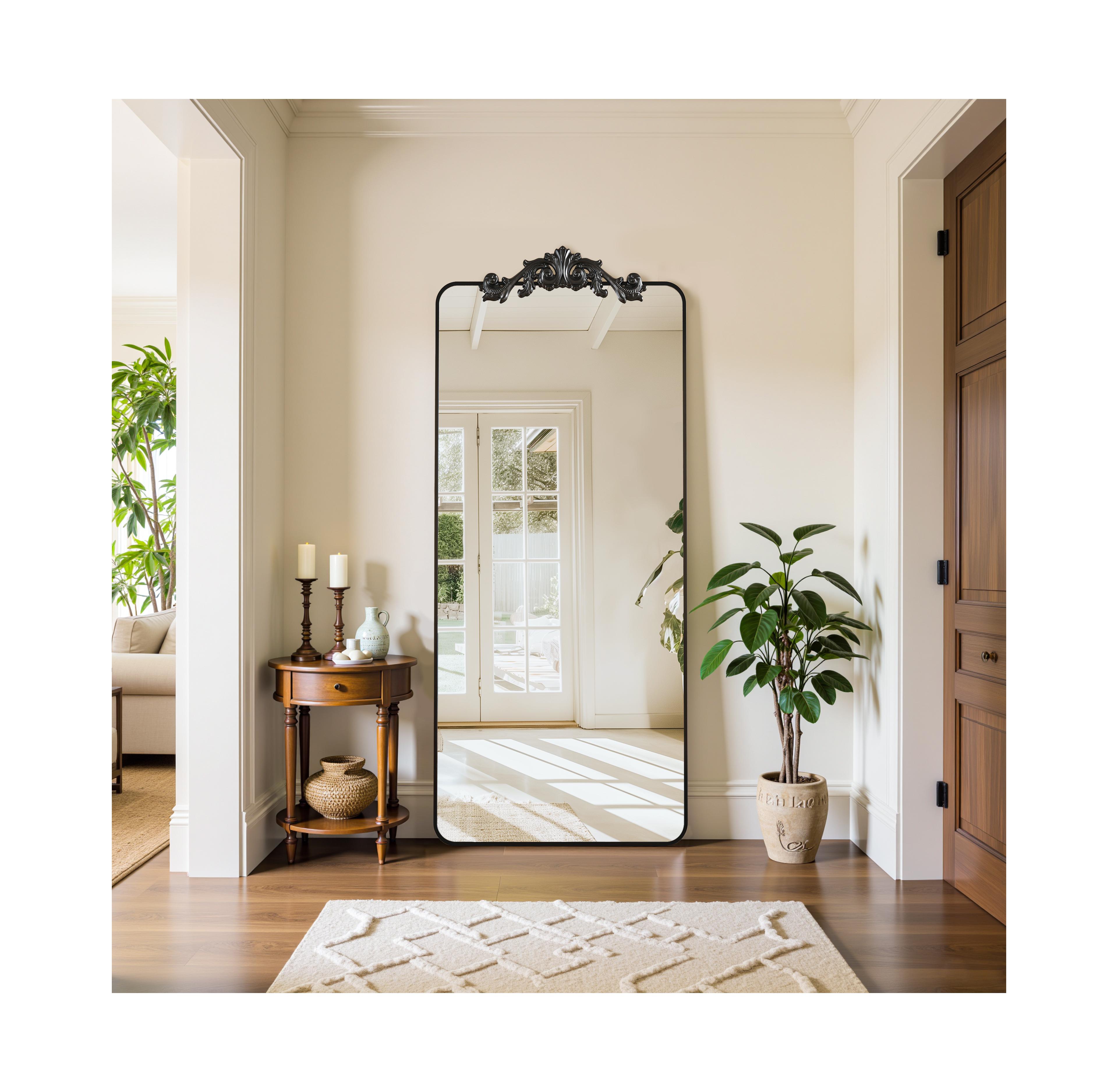 Antok Retro Full Length Mirror, 65"x24" Carved Floor Mirror for Bedroom, Hanging Mounted Living Room Cloakroom