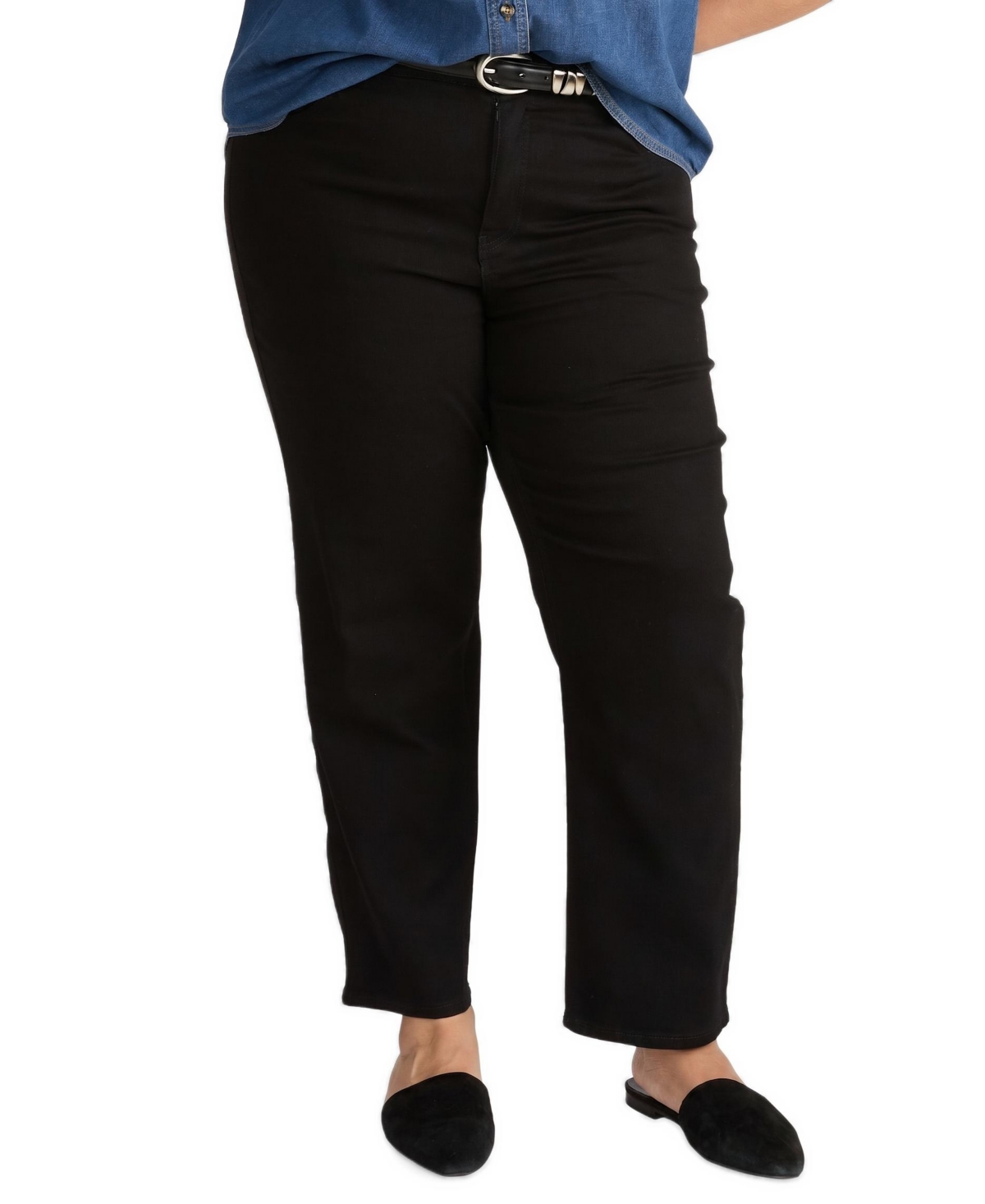 Universal Standard Women's Seine High Rise Straight Leg Jean - Jet black