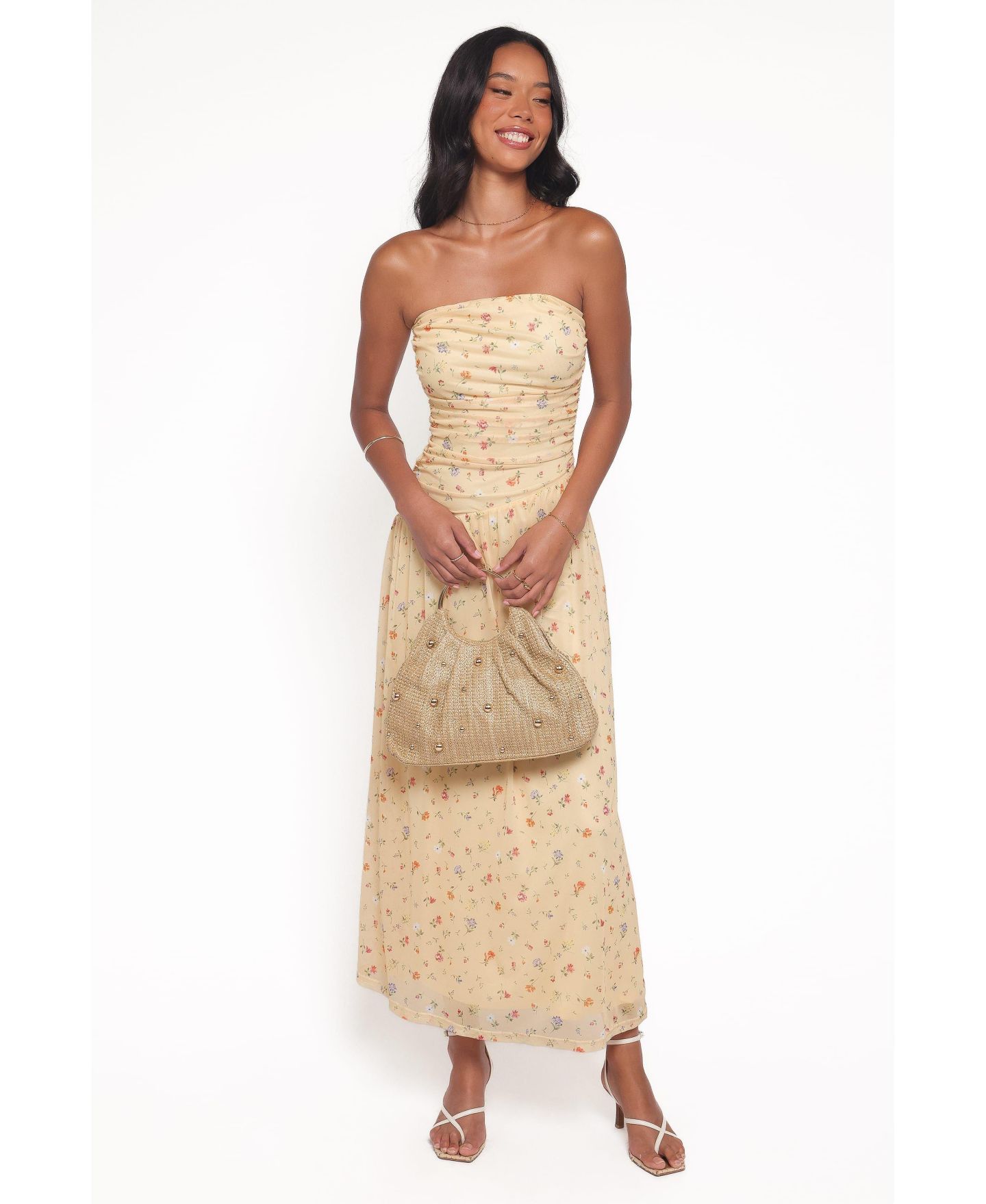 Женское платье Petal and Pup Calypso Strapless Floral-Print Maxi, цвет: Жёлтый — фото 4