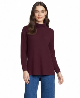 Women's Long Sleeve Waffle Cowl Neck Tunic
