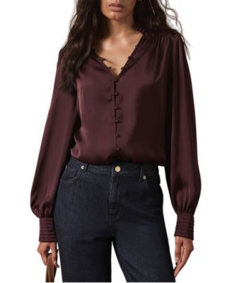 Women's Satin Long Sleeve Blouse