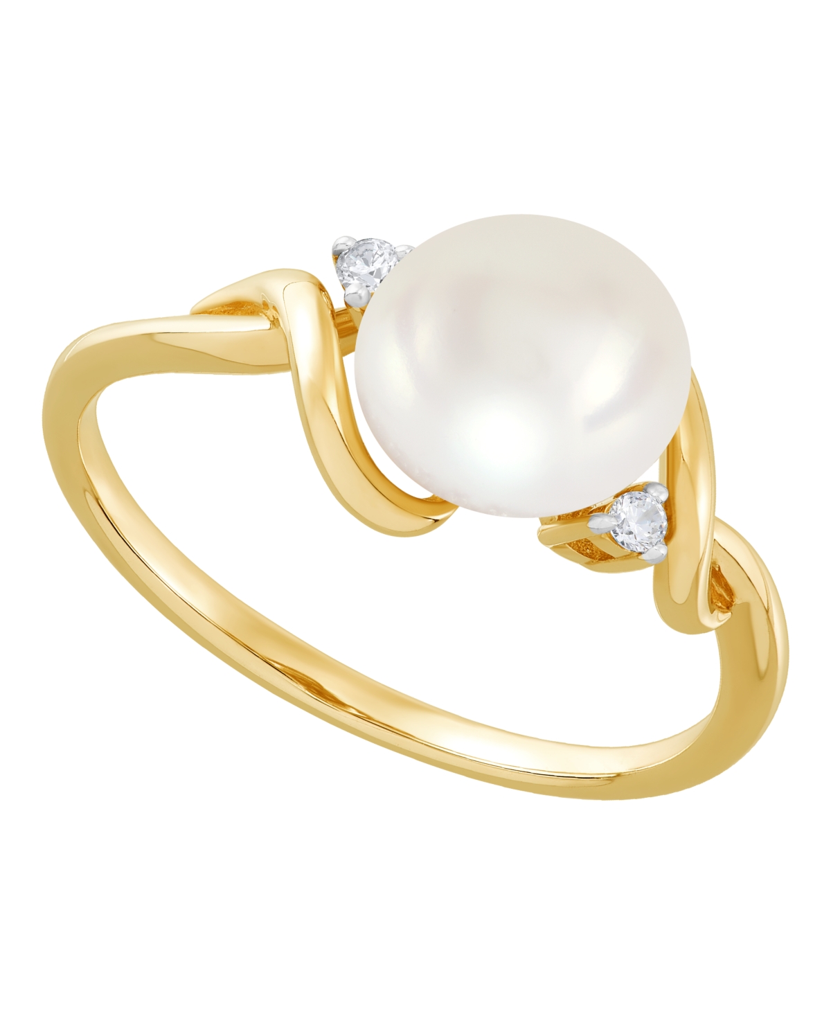 Honora Cultured Freshwater Pearl 8-8.5mm And Diamond Accent Ring (1/6 Ct. T.w.) In 10k Yellow Gold