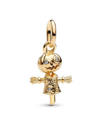 Cubic Zirconia Pumpkin Scarecrow Dangle Charm
