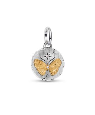 Cubic Zirconia Two-Tone Butterfly Medallion Charm