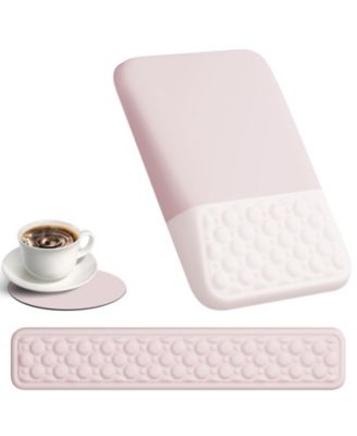 Pink Ergonomic Memory Foam Mouse Pad Wrist Rest Set With Massage Design Anti Slip Base