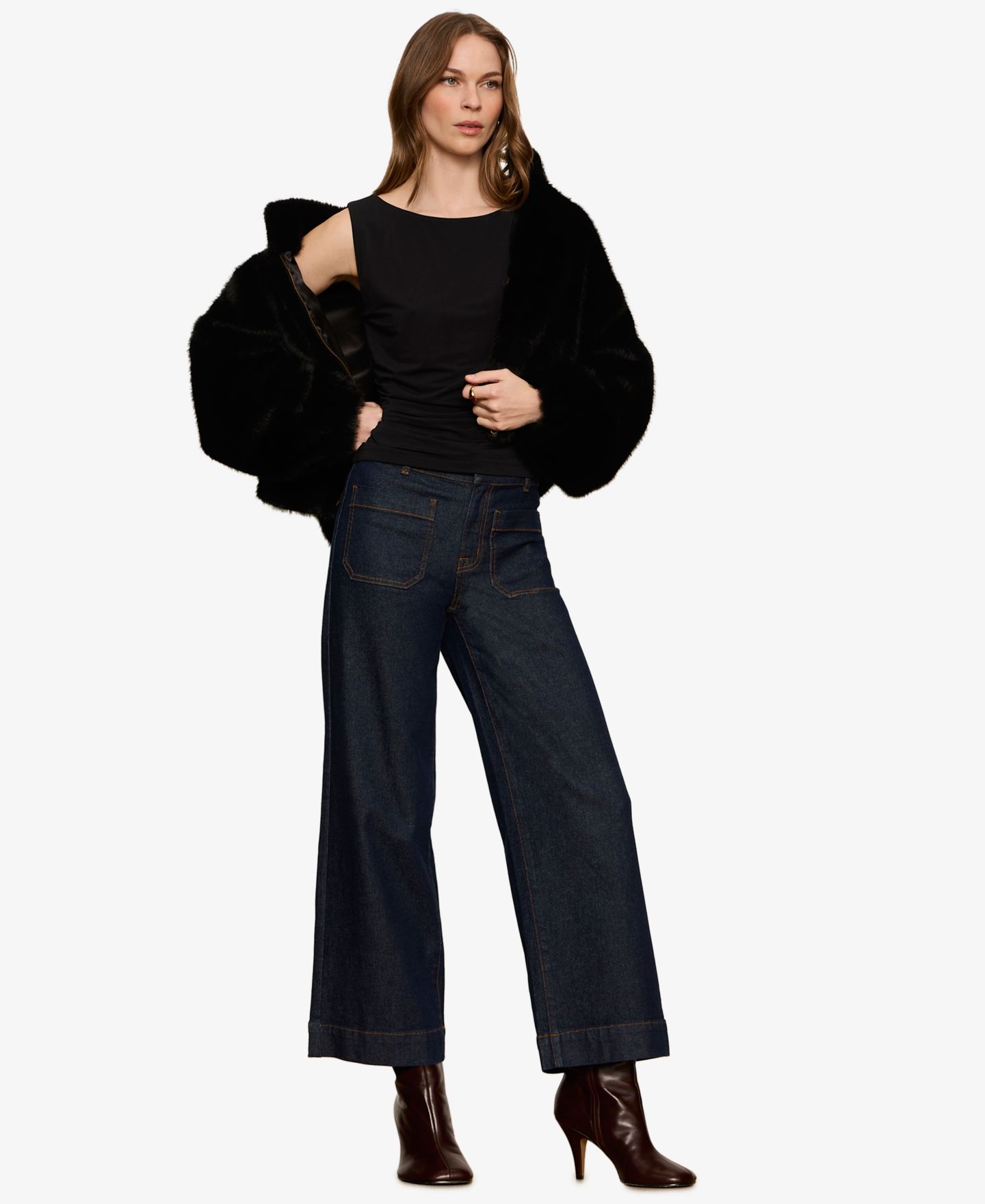 Женская куртка Sanctuary Everest Faux Fur Funnel-Neck Zipper Bomber, цвет: Чёрный — фото 3