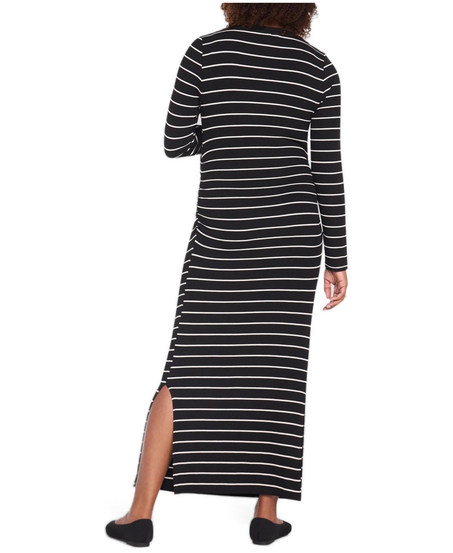 Женское платье Motherhood Maternity Maternity Maxi Envelope-Neck Side-Slit, цвет: Чёрный / Ванильный — фото 2