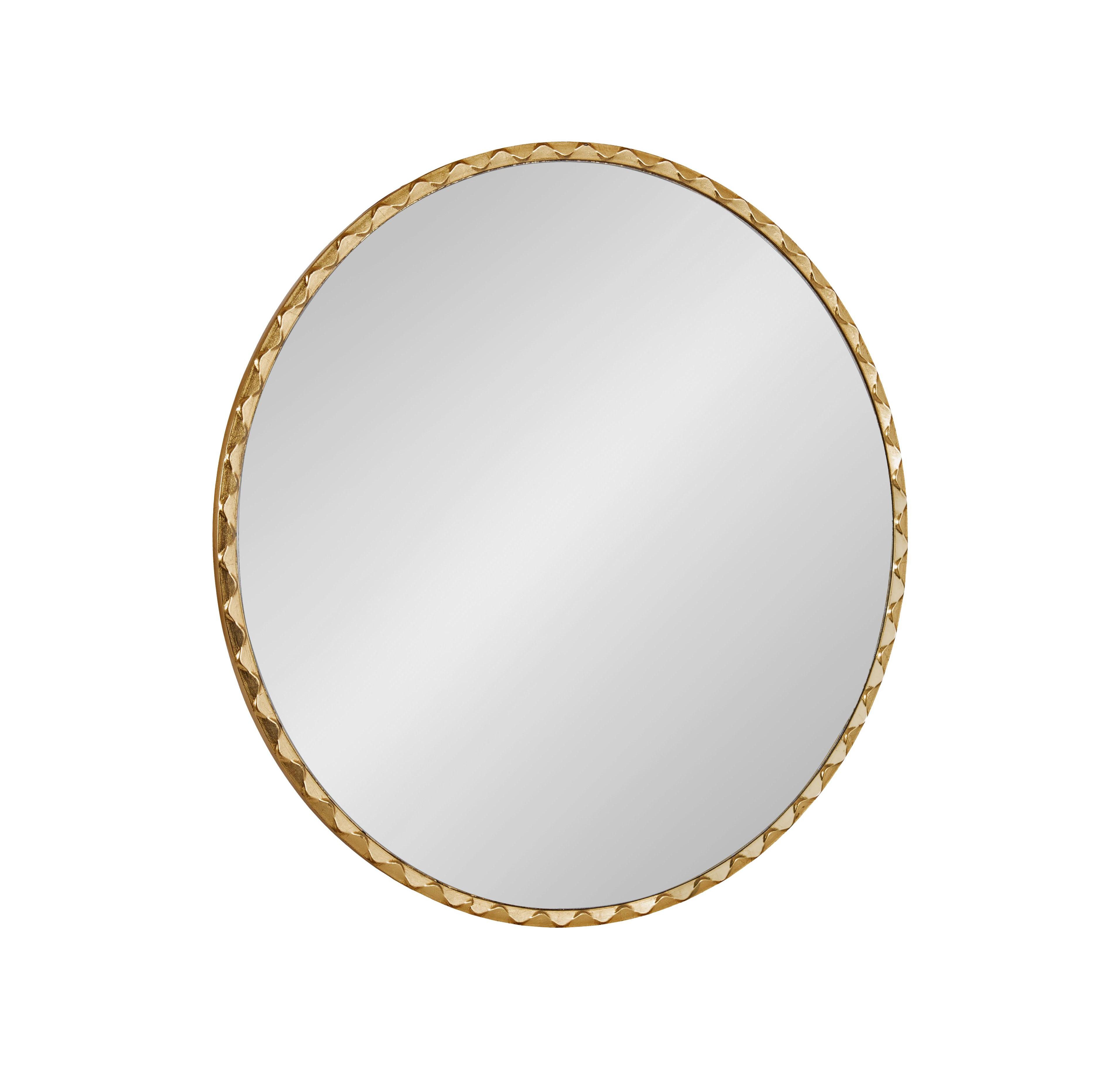 Kate and Laurel Sebecka Modern Scalloped Round Wall Mirror with Unique Rippled Edge for Use as Vanity Bathroom Mirror