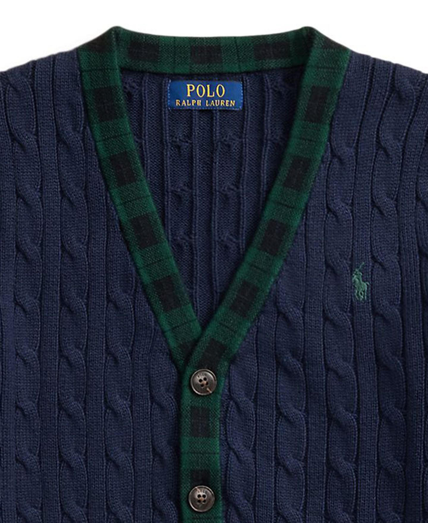Кардиган Polo Ralph Lauren Cable-Knit Plaid-Trim для мальчиков, цвет: Чёрный — фото 7