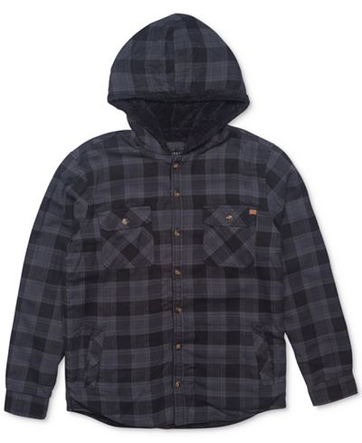 Rip Curl Men's Cassidy Flannel Plaid Shirt with Faux-Fur Lining