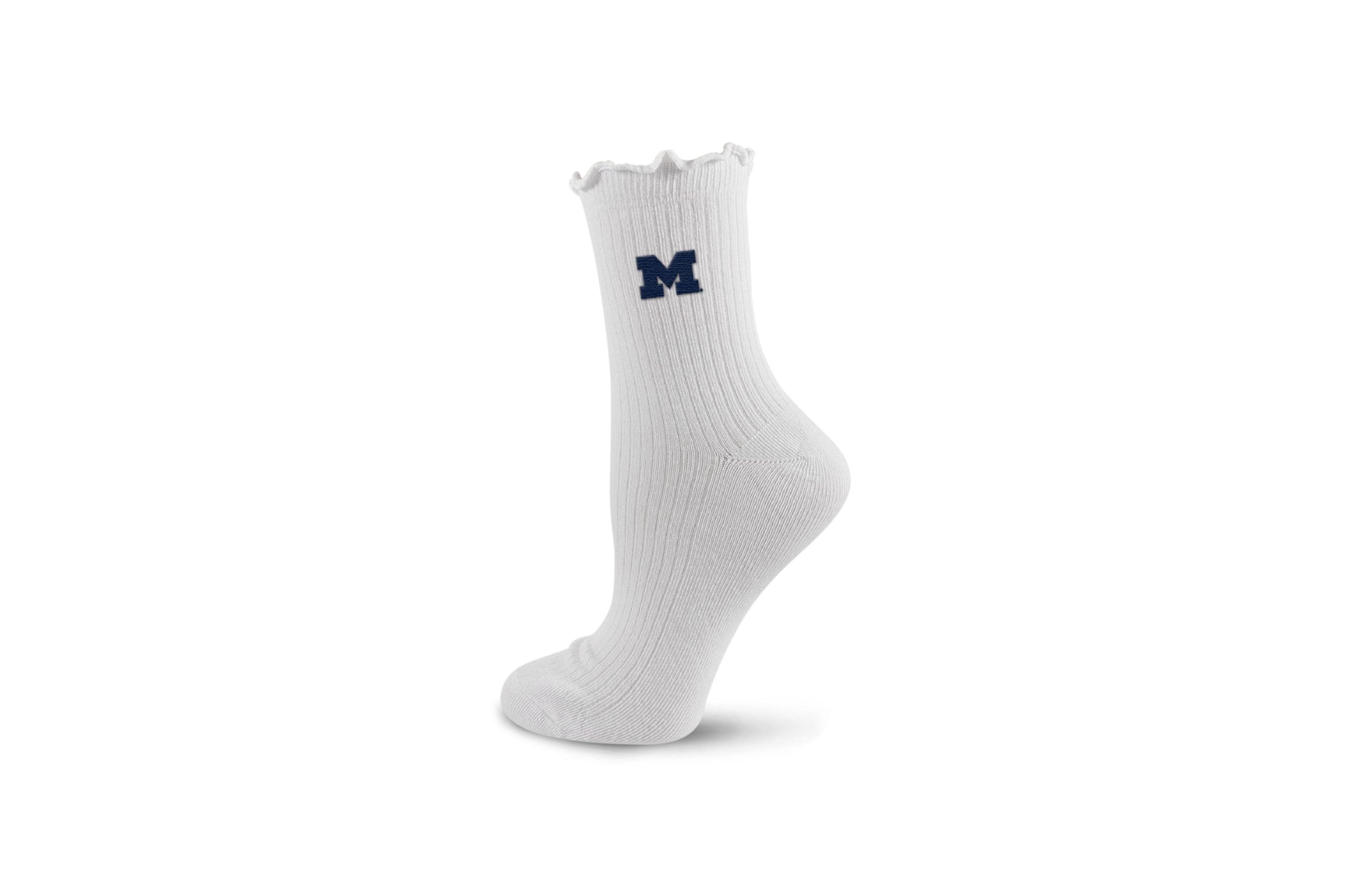 Pro Compression Women's Michigan Wolverines Compression Quarter Lettuce-Edge Socks