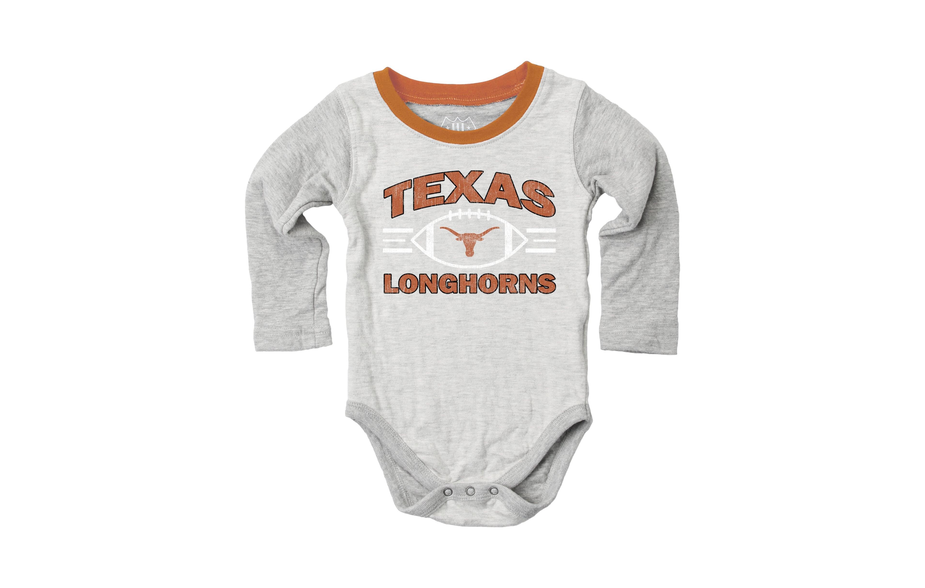 Wes & Willy Baby Boys' and Girls' Texas Longhorns Jie Long-Sleeve Distressed-Graphics Bodysuit Sweatpants, 2-Piece Set