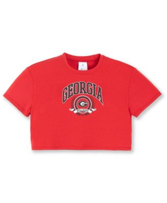 Big Girls Red Georgia Bulldogs Laurels Tri-Blend Cropped T-shirt
