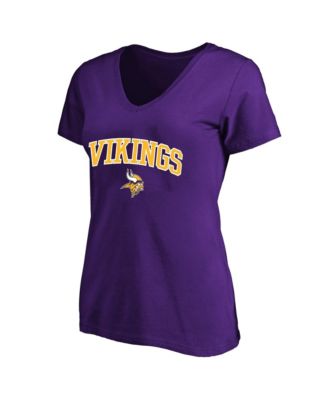 Women's Purple Minnesota Vikings Plus Size Arch Over Logo V-Neck T-Shirt
