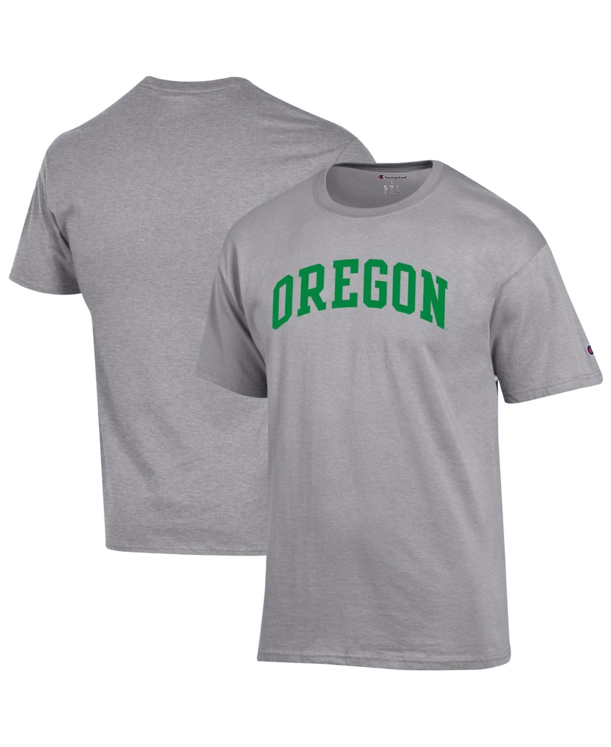 Champion Men's Oregon Ducks Basic Arch Crewneck Screen Print T-Shirt - Heather Gray