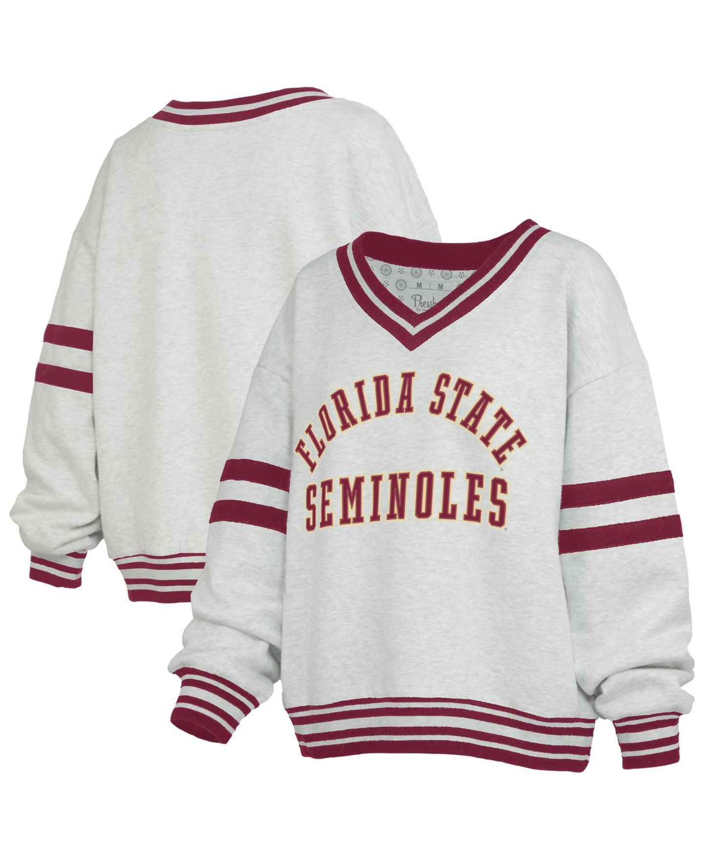 Женская толстовка Pressbox Gray/Garnet Florida State Seminoles Tackle Twill Oates V-Neck — фото 1