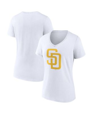 Women's  White San Diego Padres Official Logo Athletic V-Neck T-Shirt