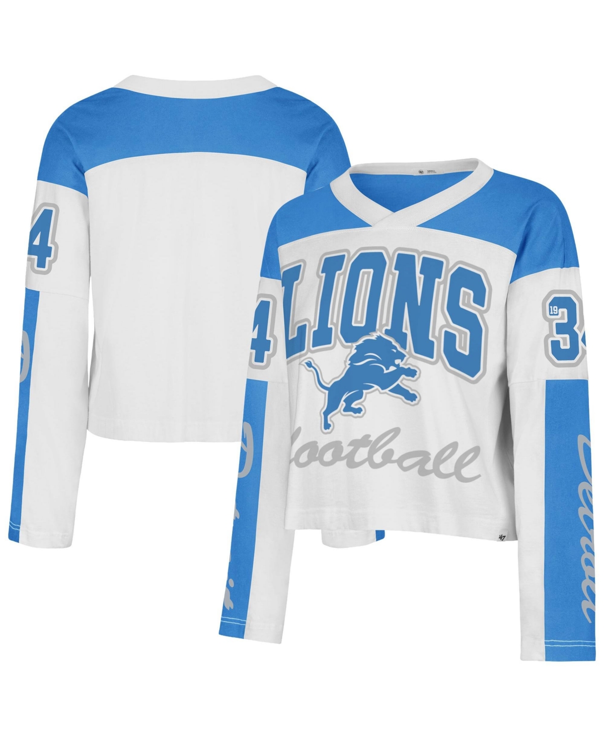 '47 Brand Women's Detroit Lions Exclamation Metro V-Neck Long-Sleeve T-Shirt
