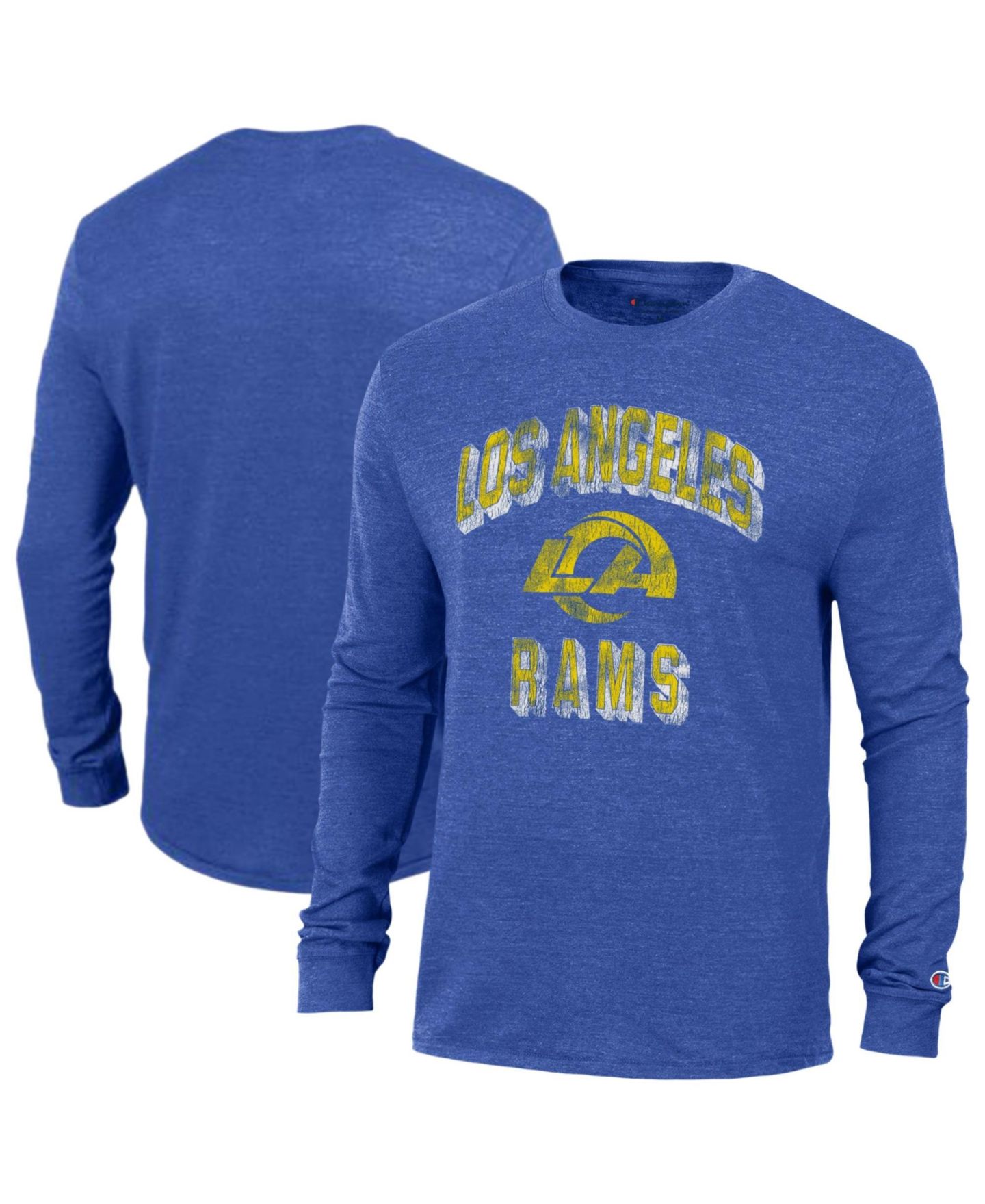 Мужская футболка Champion Royal Los Angeles Rams Ultimate Tri-Blend Long Sleeve — фото 1