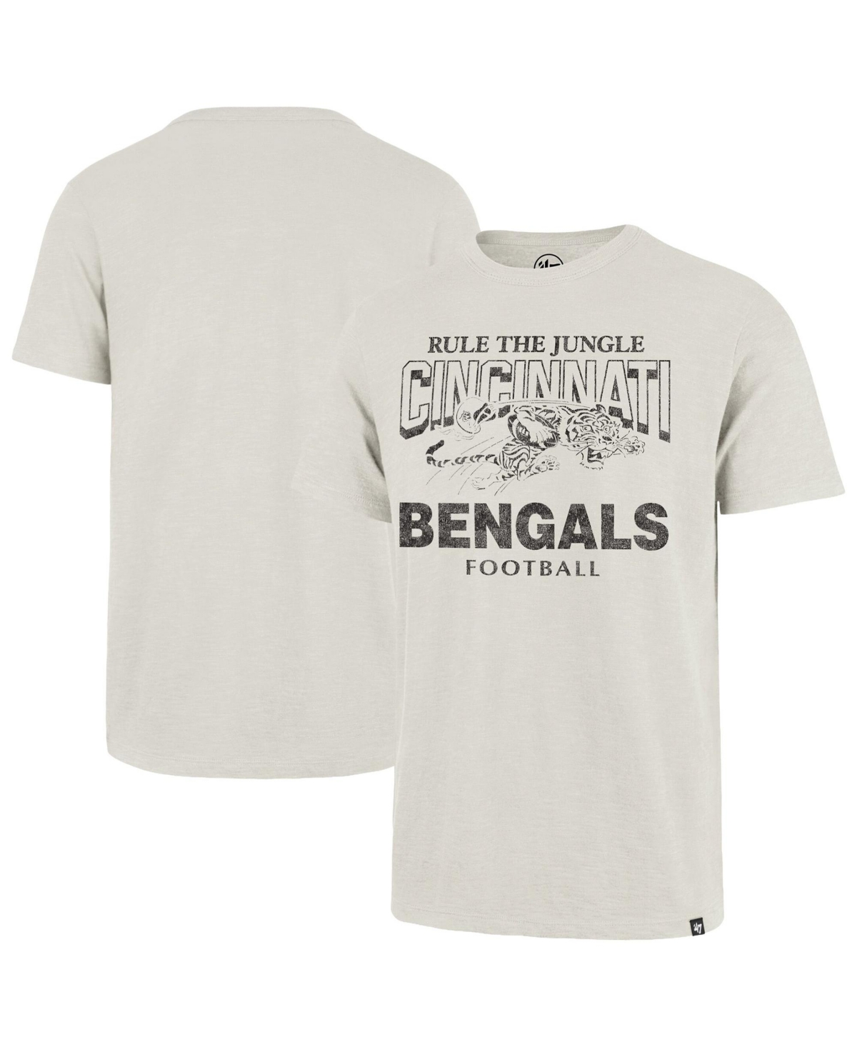 '47 Brand Men's Cincinnati Bengals Head On Distressed Screen Print Slob Fabric T-Shirt - Natural