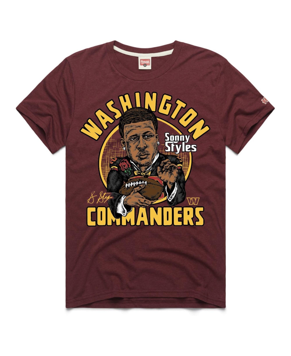 Homage Men's and Women's Washington Commanders Sonny Styles Tri-Blend Caricature Player Graphic T-Shirt