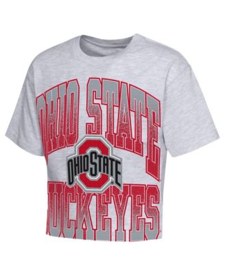 Big Girls Heather Gray Ohio State Buckeyes Big Team Energy Cropped Boxy T-Shirt