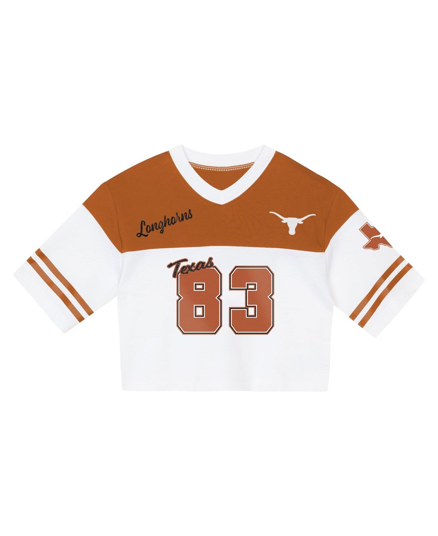 Детский комплект Outerstuff Girls Preschool Texas Orange/White Texas Longhorns Cutest Player V-Neck T-Shirt & Shorts Set — фото 2