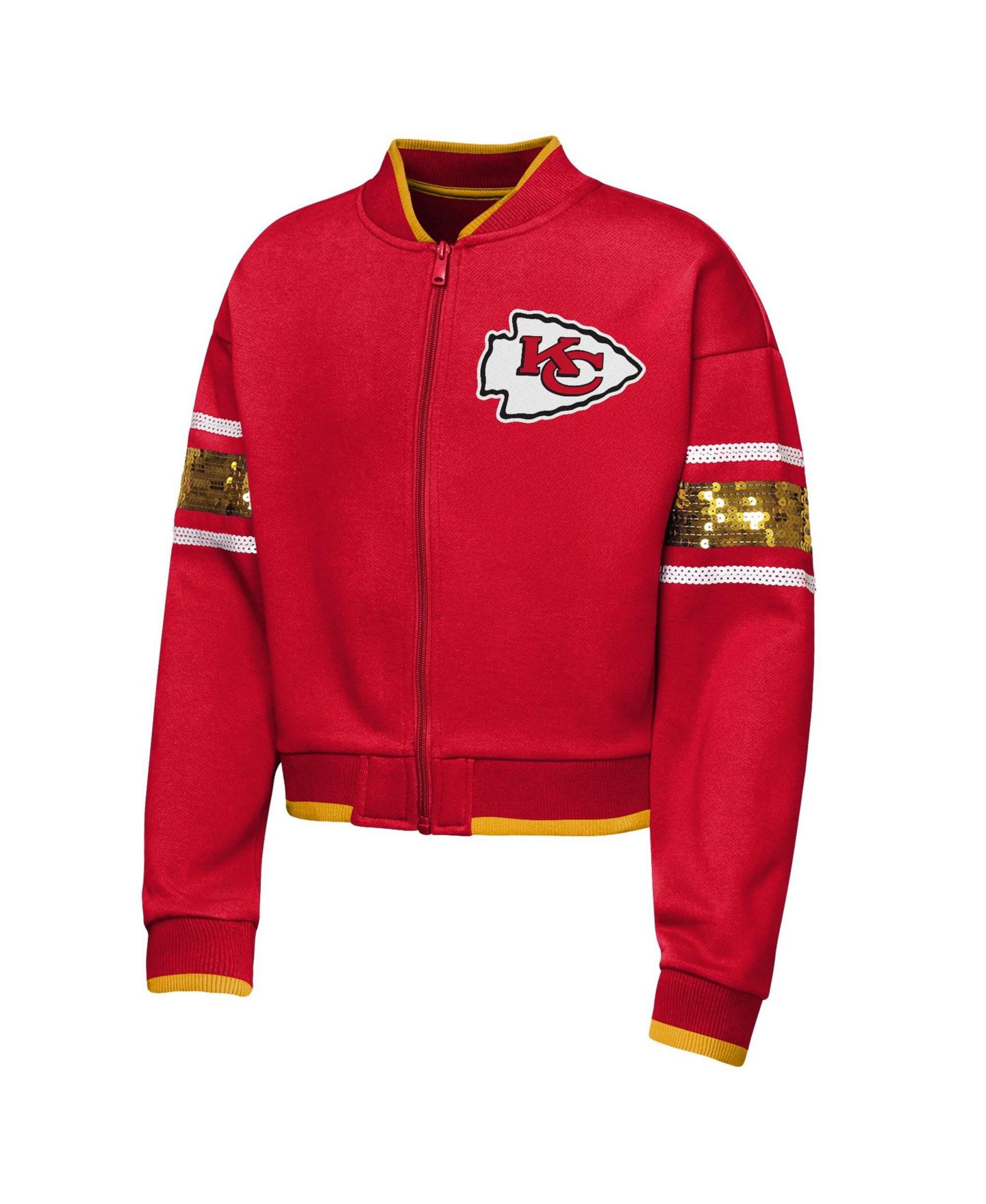 Куртка Outerstuff Red Kansas City Chiefs MVP Full-Zip Sequin Bomber для девочек — фото 2