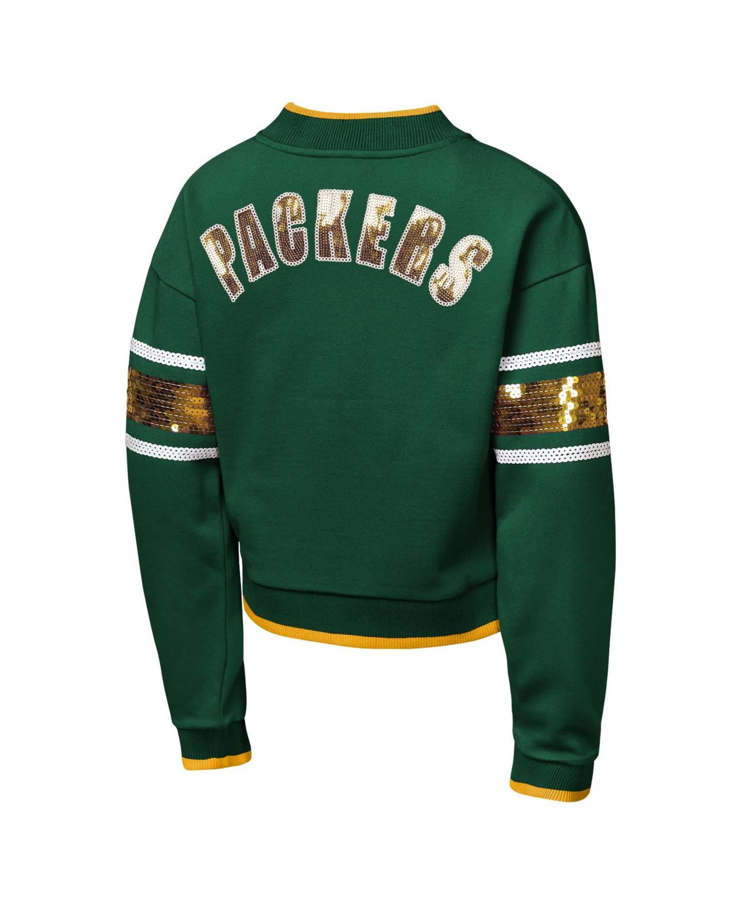 Куртка Outerstuff Green Green Bay Packers MVP Full-Zip Sequin Bomber для девочек — фото 3