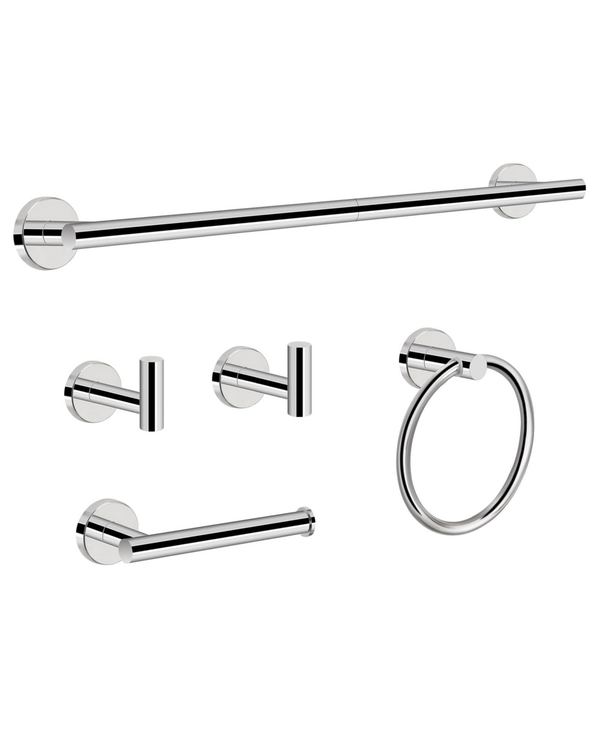 Cyqbd 5 Piece 24" Bathroom Hardware Set Stainless Steel Towel Bar Kit - Chrome finish