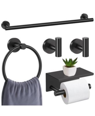 5 Pieces Bathroom Hardware Set Towel Bar Toilet Paper Holder Rack