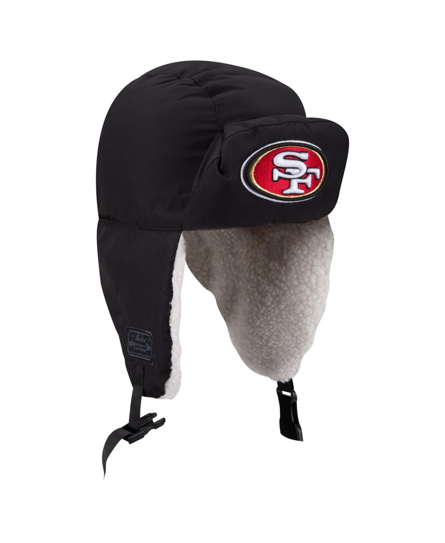 Мужские головные уборы New Era X Alpha Industries Black San Francisco 49ers Puffer Quilted Trapper Hat — фото 3
