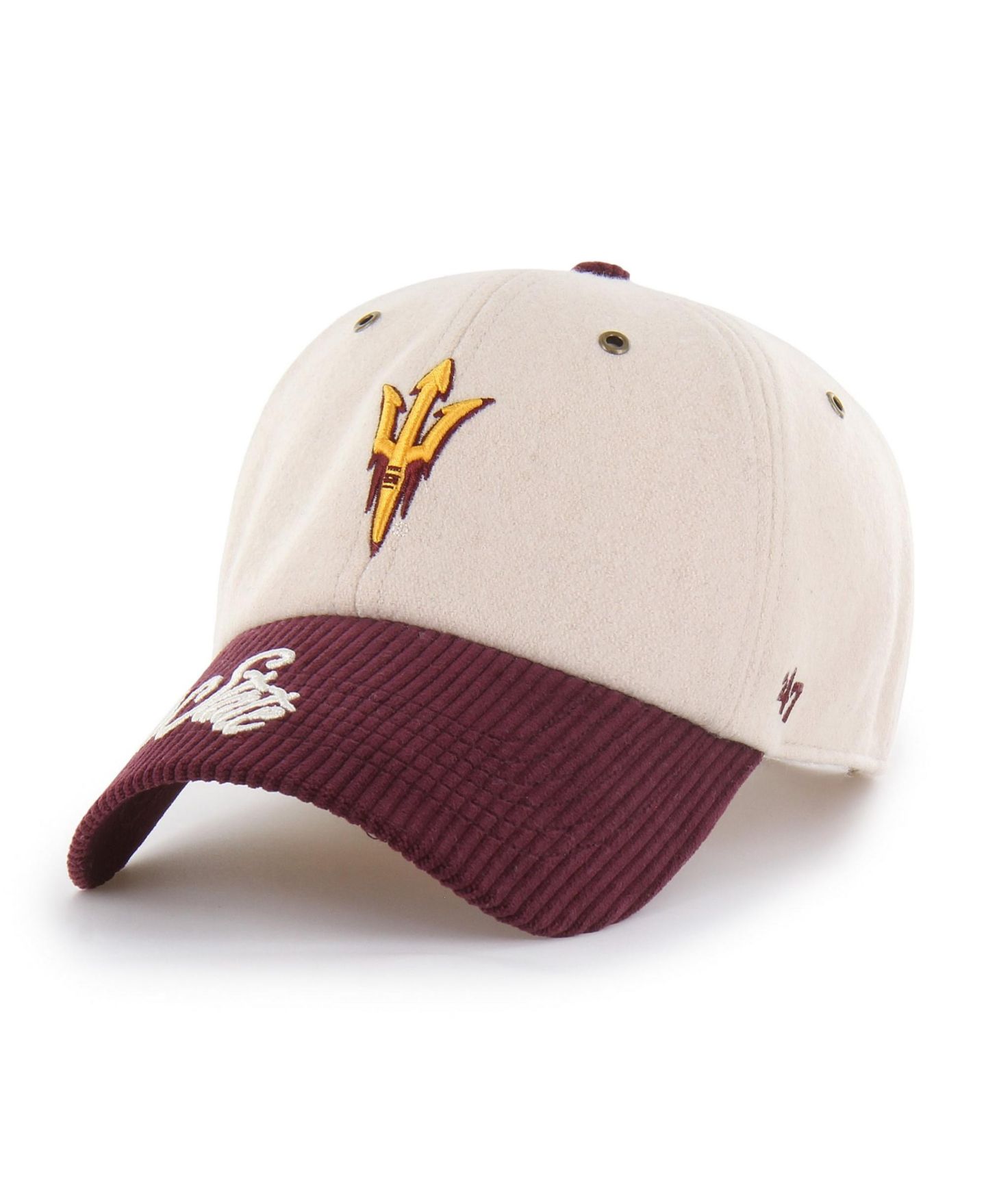 Женская кепка '47 Brand Cream/Maroon Arizona State Sun Devils Rope Script Clean Up Adjustable Hat — фото 2
