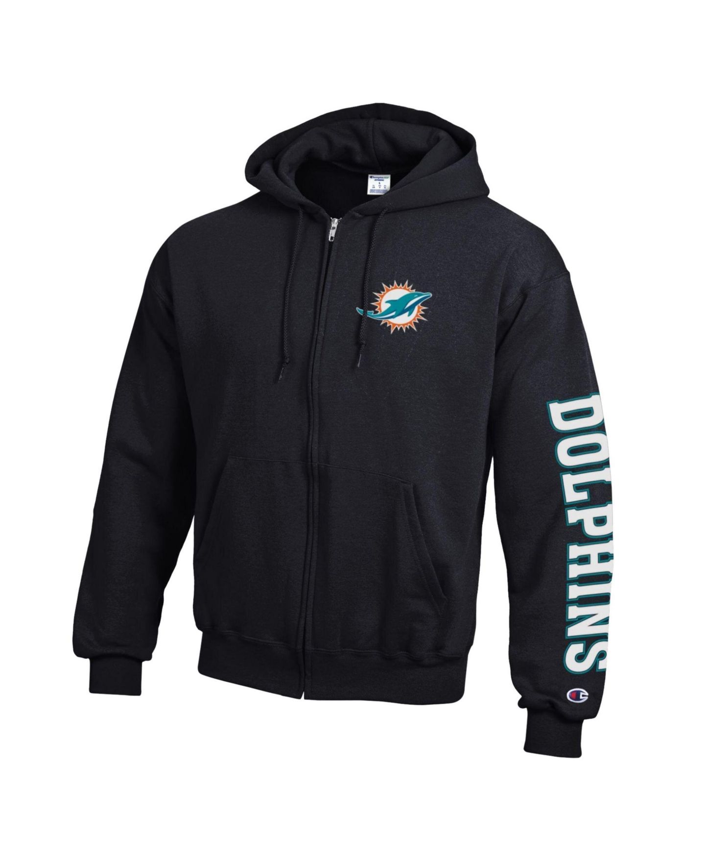 Мужское худи Champion Black Miami Dolphins Powerblend Fleece Full-Zip — фото 2