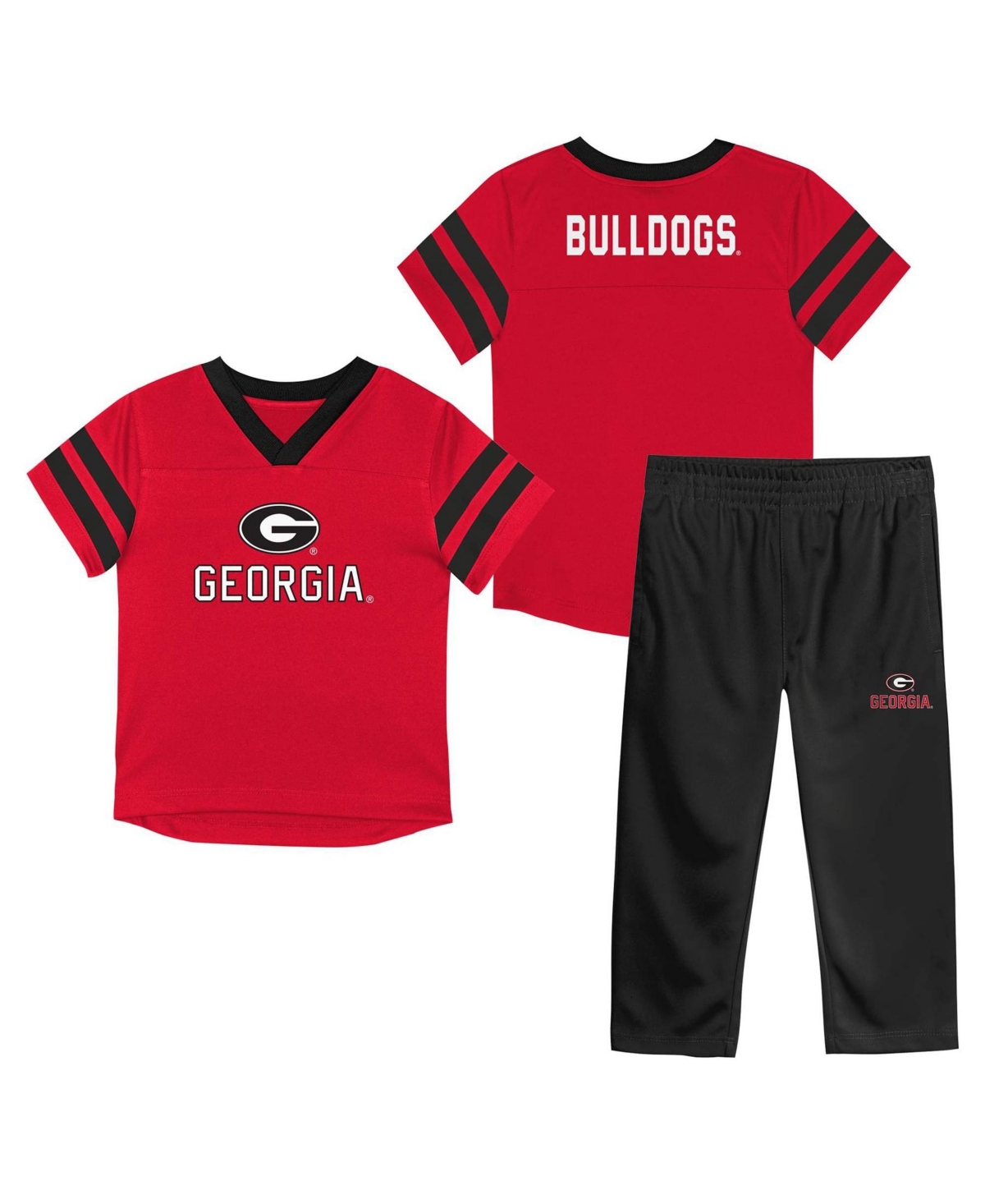 Outerstuff Boys' and Girls' Red Zone Short-Sleeve Georgia Bulldogs Top Pants, 2-Piece Set