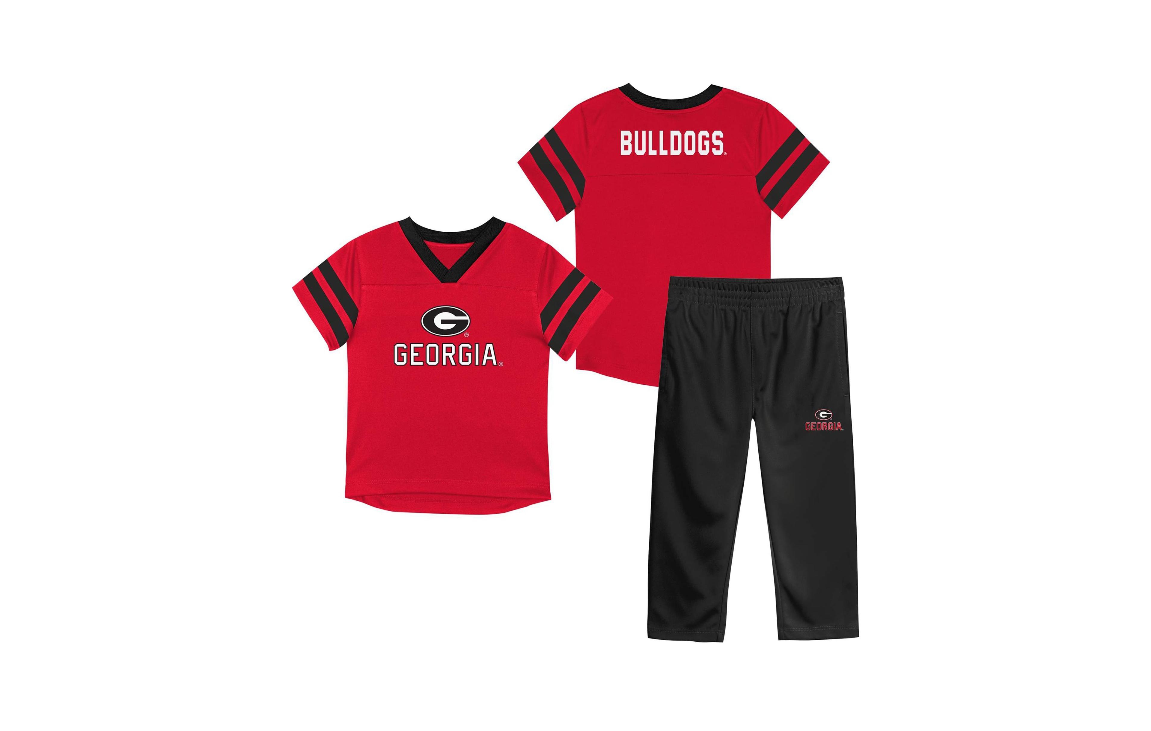 Outerstuff Boys' and Girls' Red Zone Short-Sleeve Georgia Bulldogs Top Pants, 2-Piece Set