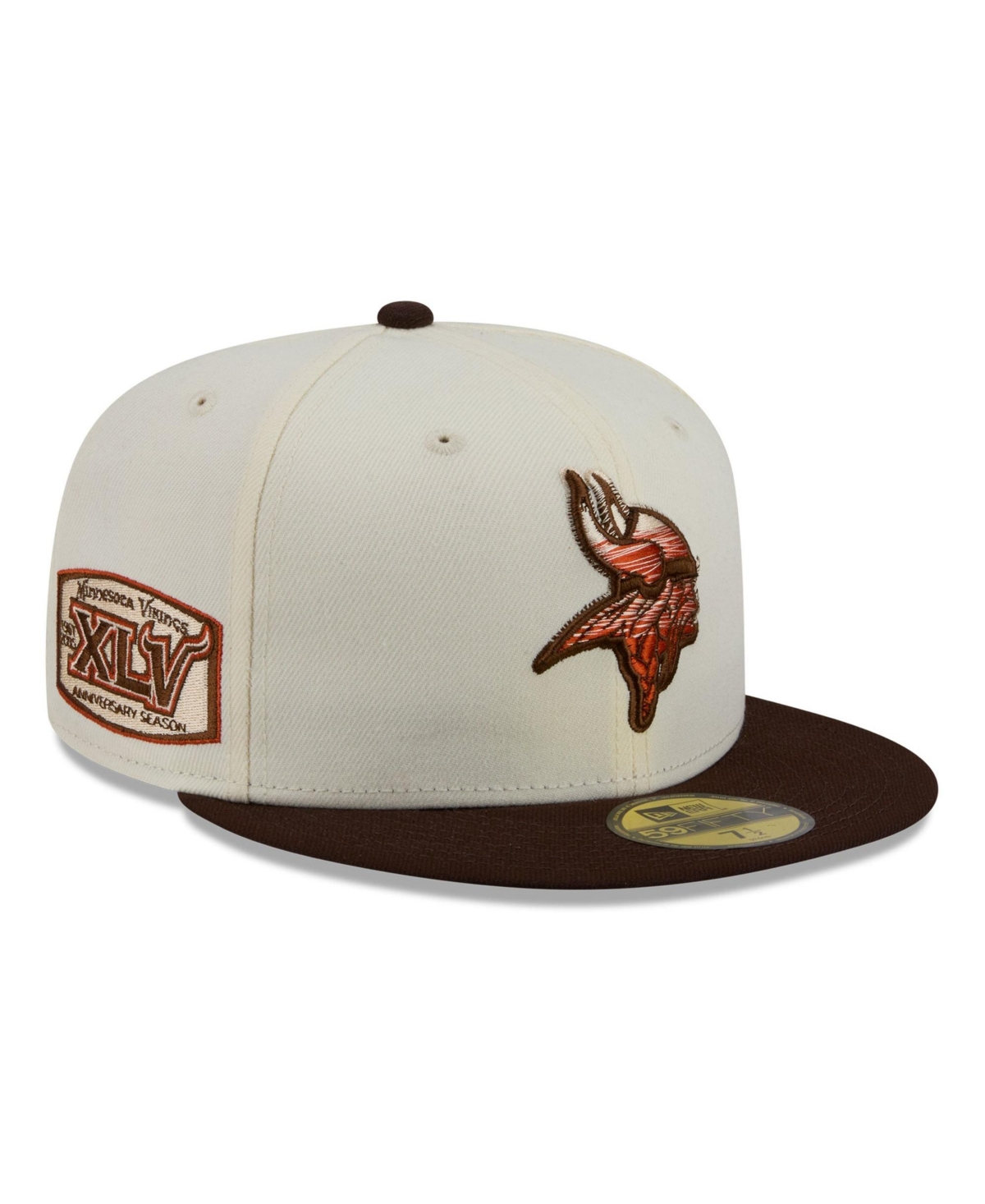 New Era Minnesota Vikings Pumpkin Spice 59FIFTY Flat Bill Fitted Cap - Cream, Brown