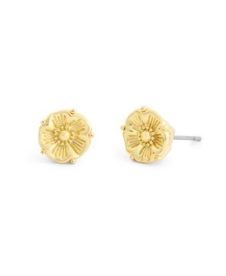 Small Cubic Zirconia Gold-Tone Floral Stud Earrings