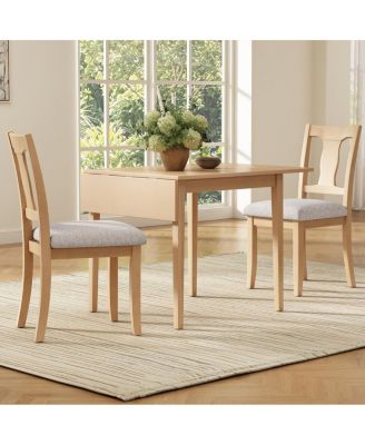 Drop Leaf Folding Dining Table Set for 2, Scandinavian Dinette, Upholstered Dining Side Chairs, Solid Rubberwood Legs, Space-Saving