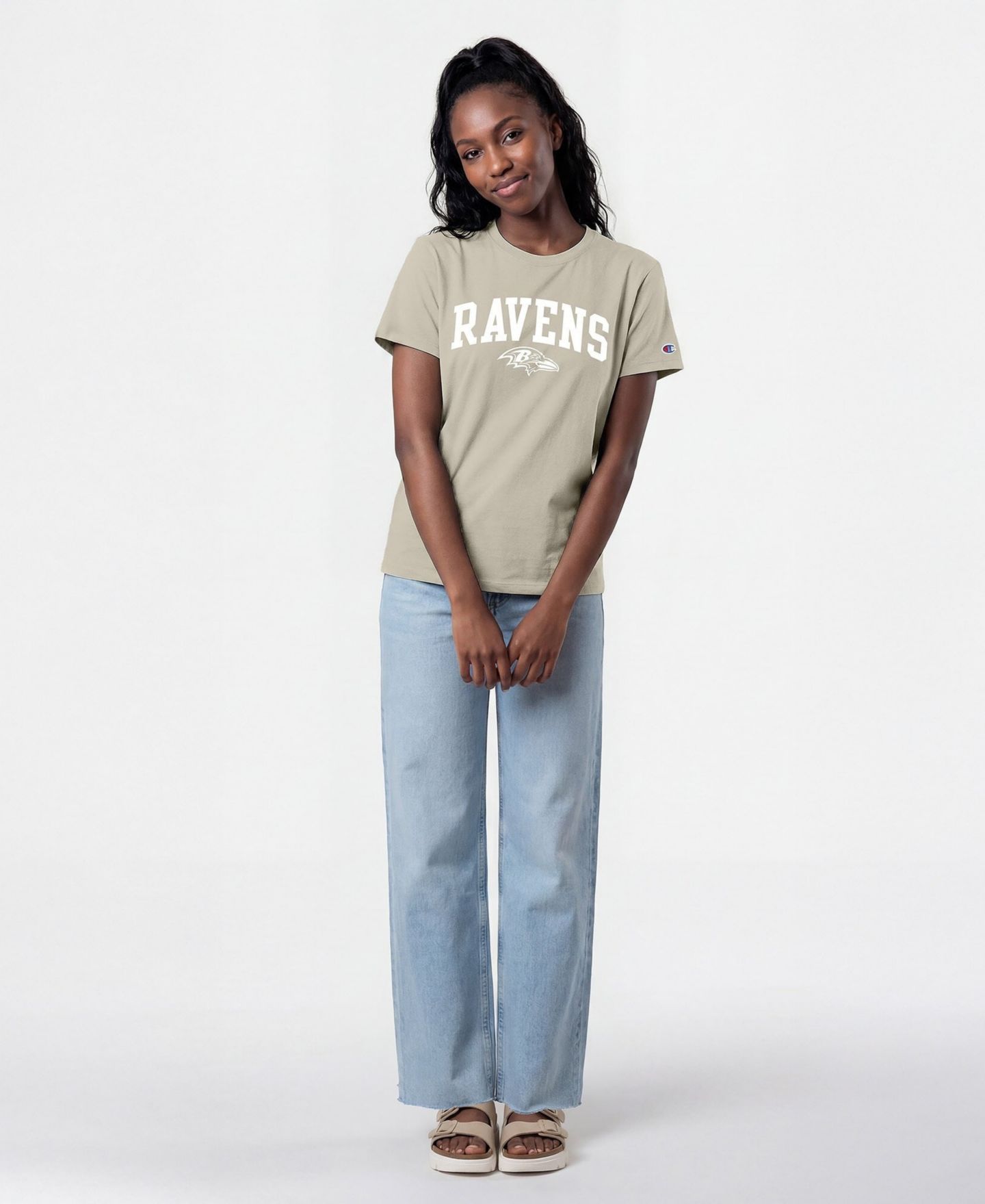 Женская футболка Champion Light Brown Baltimore Ravens Cocoa Butter — фото 3
