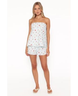 Women's Kyle Strapless High-Waisted Cotton Top and Shorts, 2-Piece Set