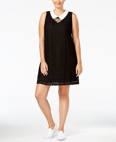Monteau Trendy Plus Size Lace Shift Dress